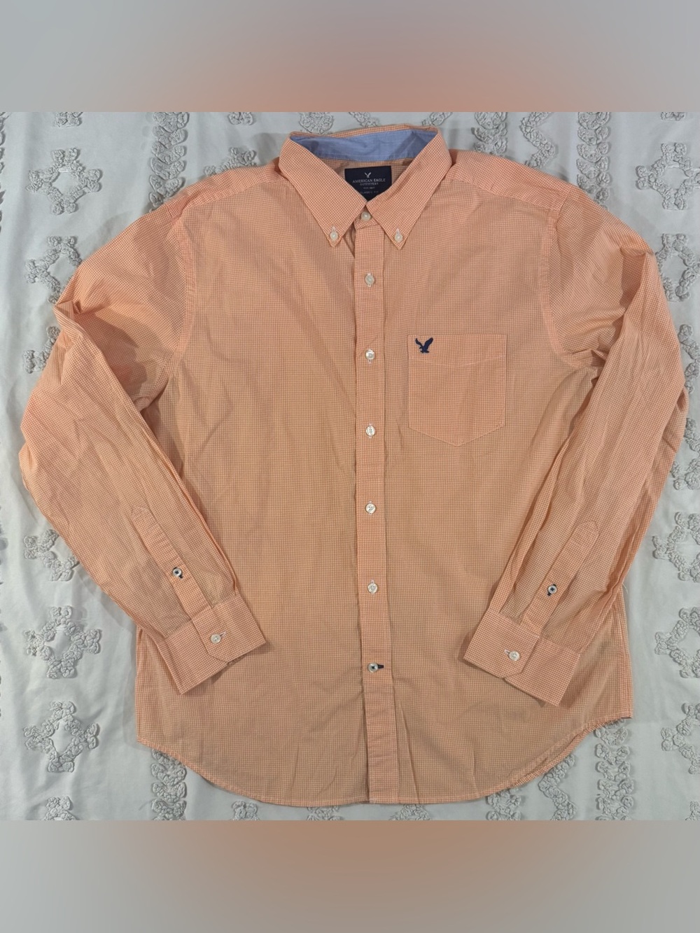 American Eagle Outfitters Men’s Peach Button-Down Shirt